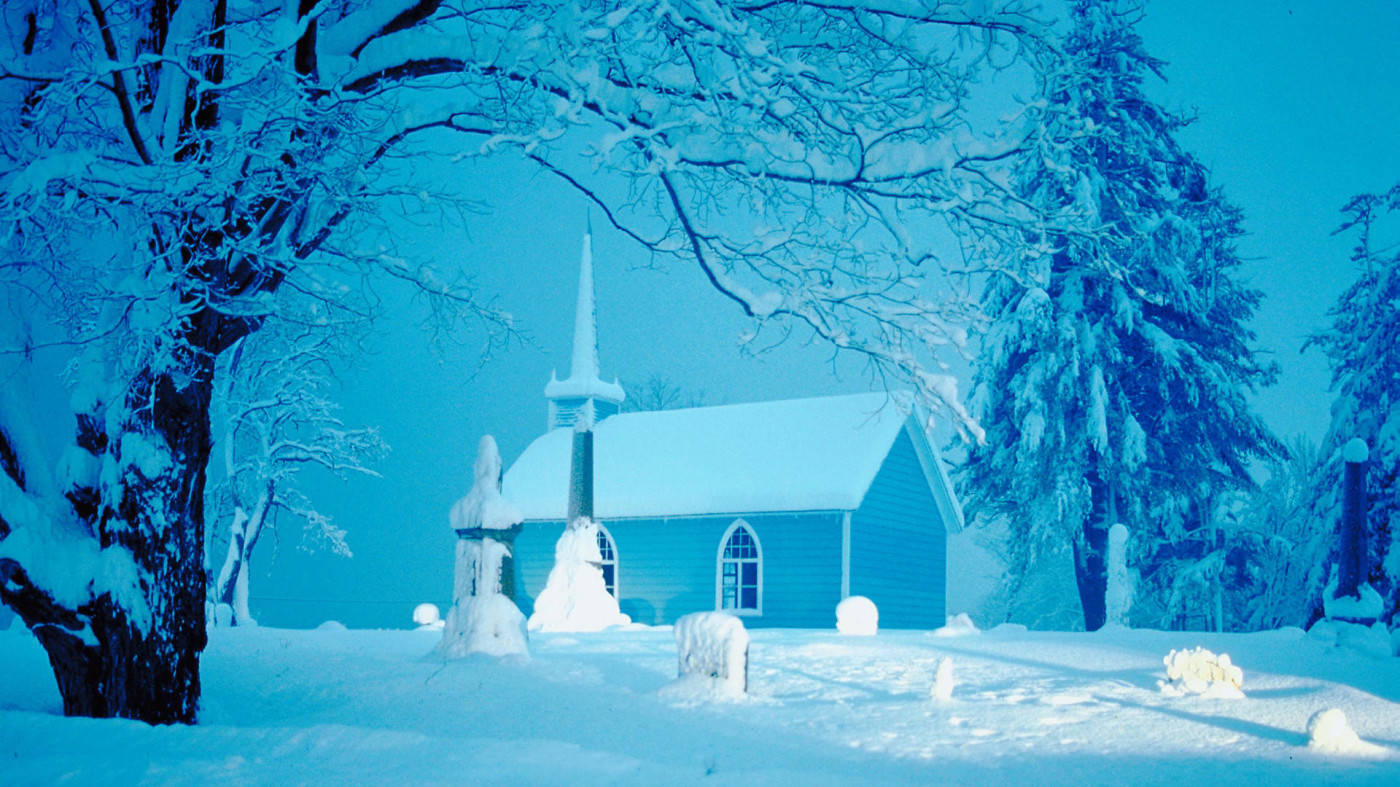 Winter Scene Church Wallpaper