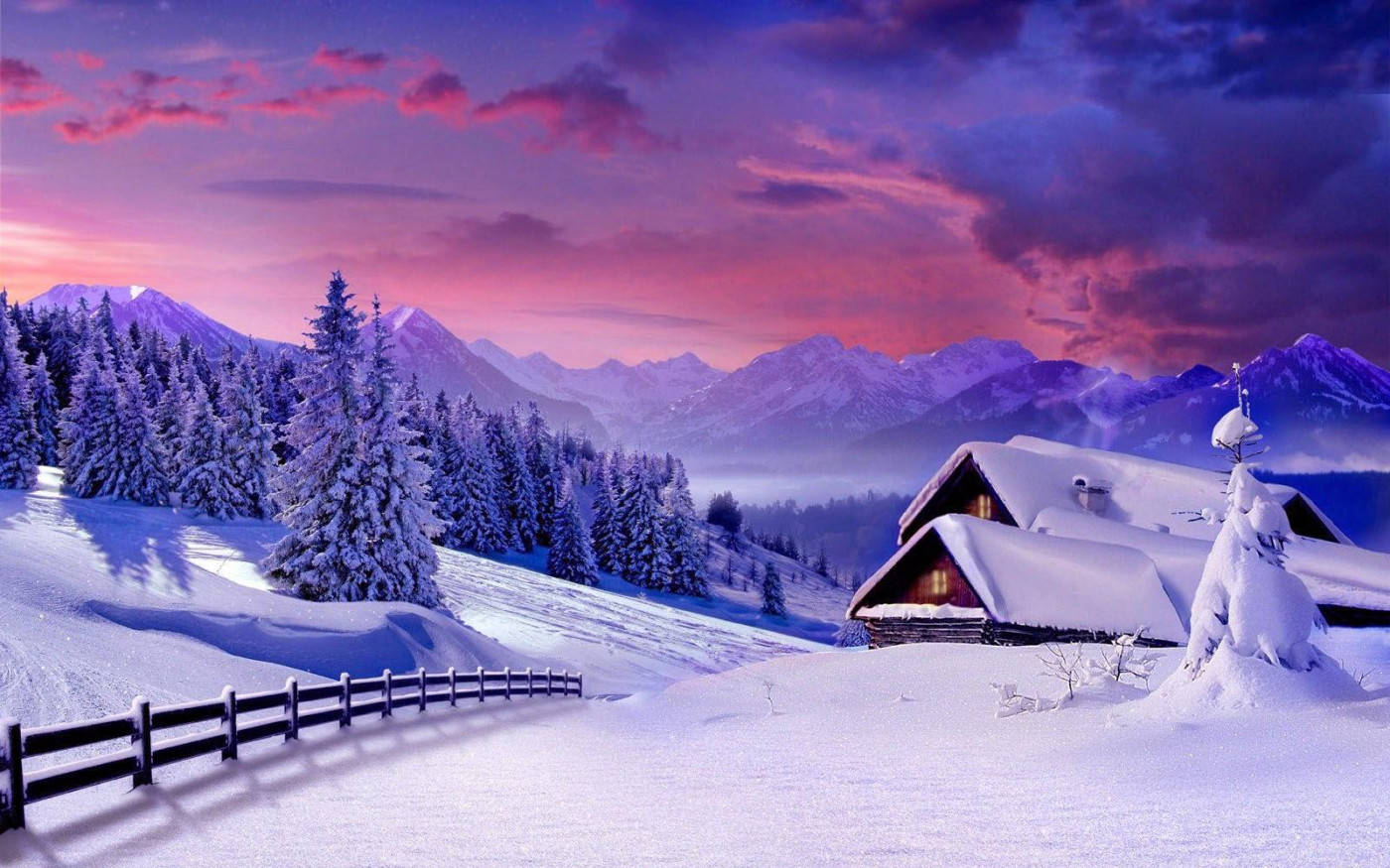 Winter Scene Intense Sky Wallpaper