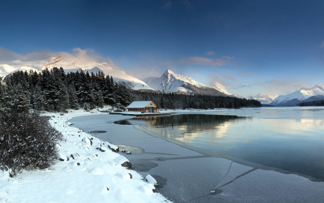 Winter Scene Lake Wallpaper