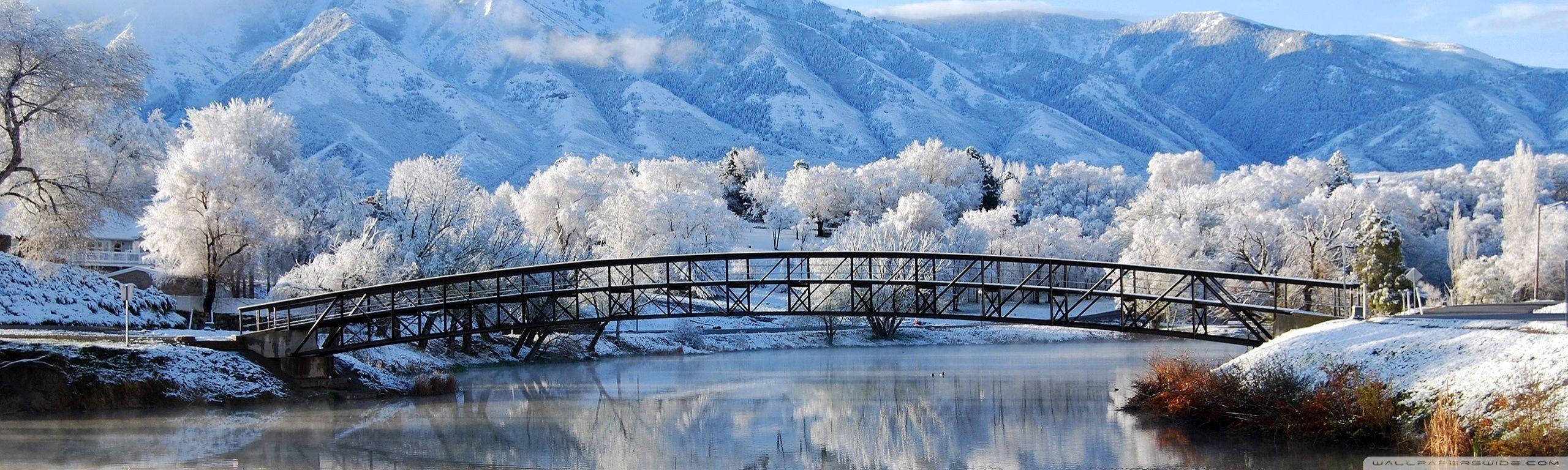 Winter Season Long Bridge Wallpaper