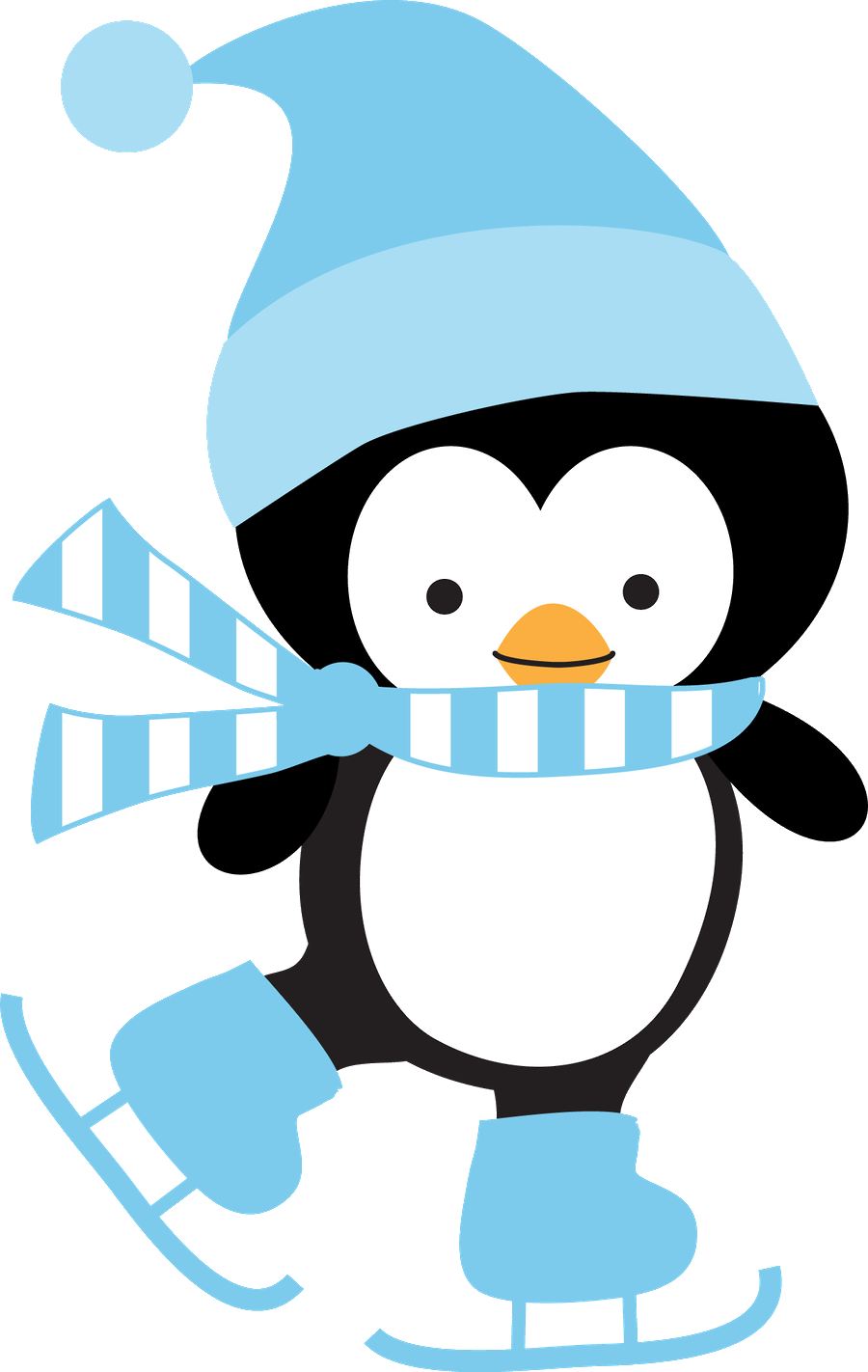 Winter Skating Penguin Cartoon PNG