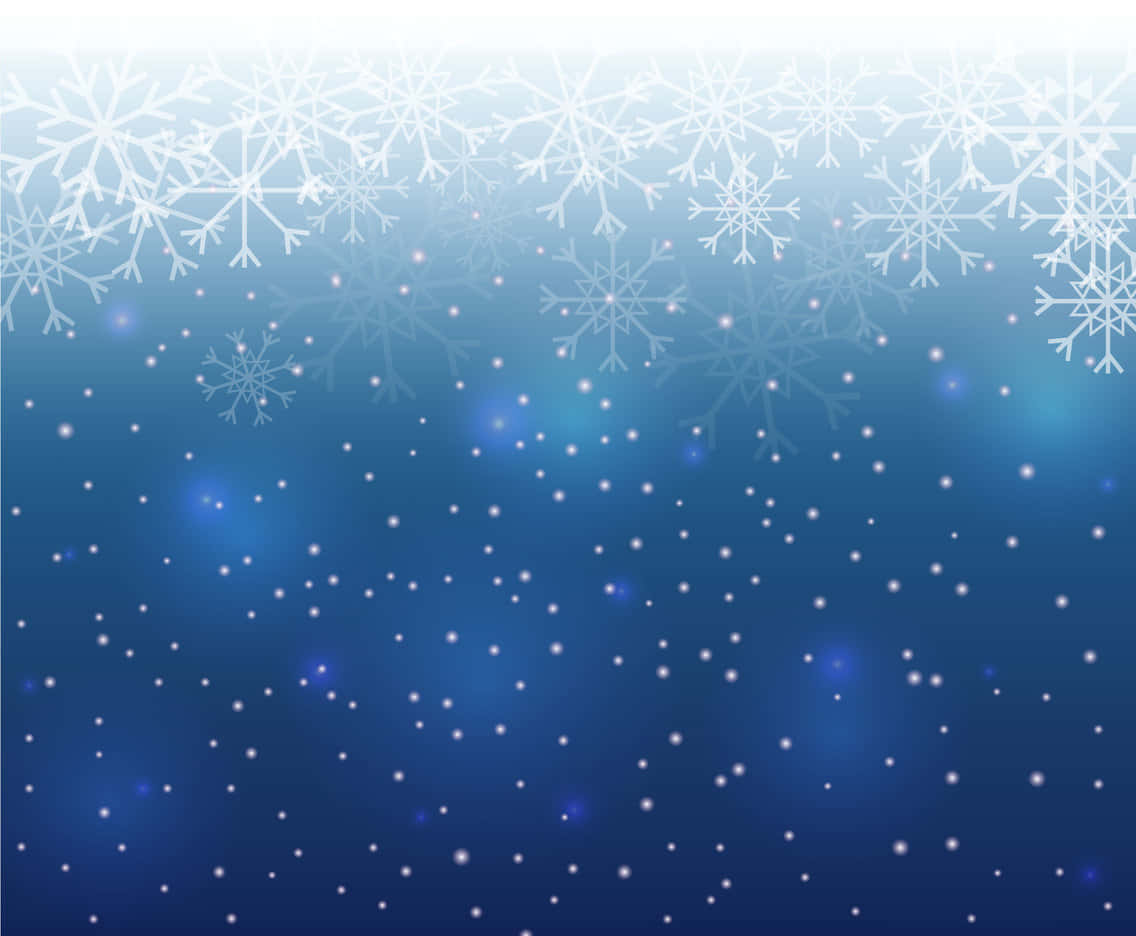 a blue background with snowflakes and stars