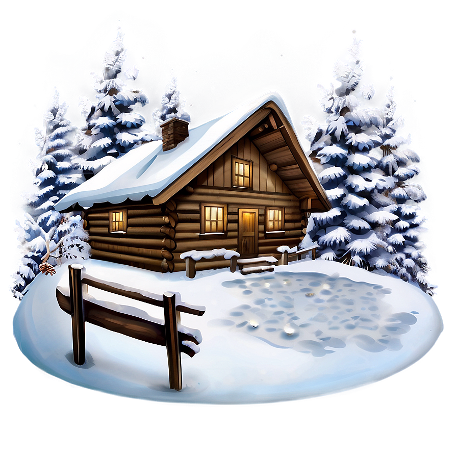 Winter Snow Cabin Scene Png 05242024 PNG