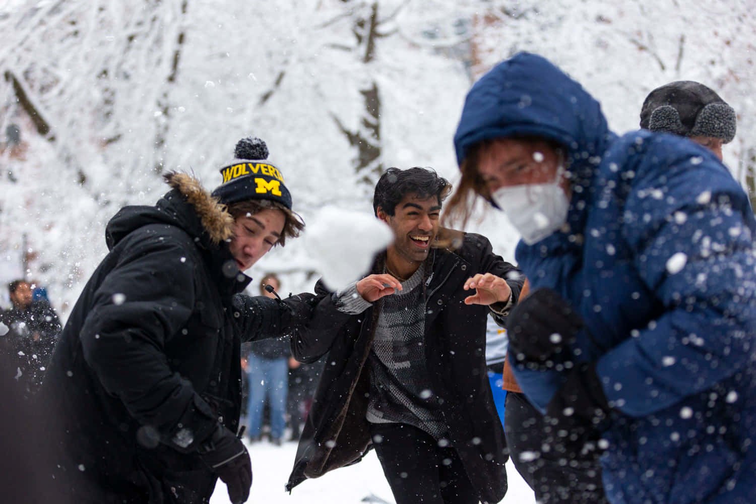 Winter Sneeuwbalgevecht Actie Achtergrond