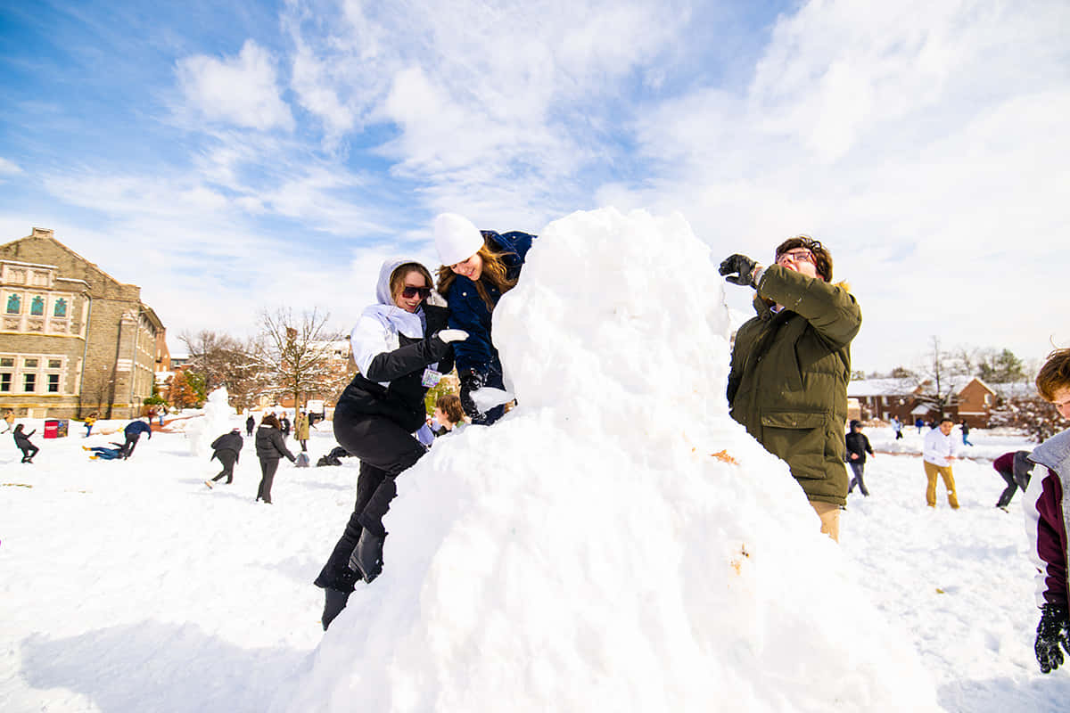 Winter Sneeuwbalgevecht Actie Achtergrond