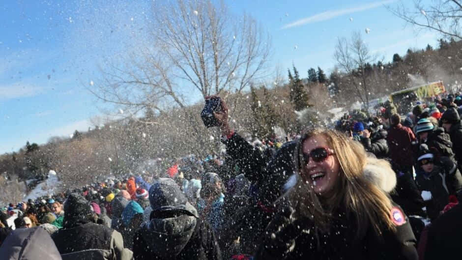 Joie De Combat De Boules De Neige D'hiver Fond d'écran