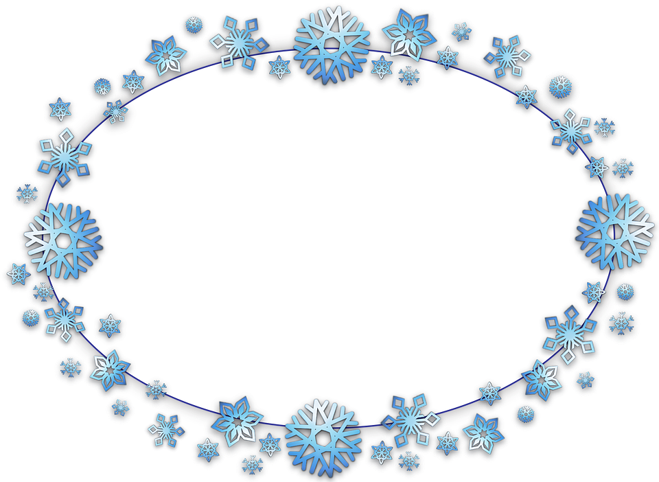 Winter Snowflake Oval Frame PNG