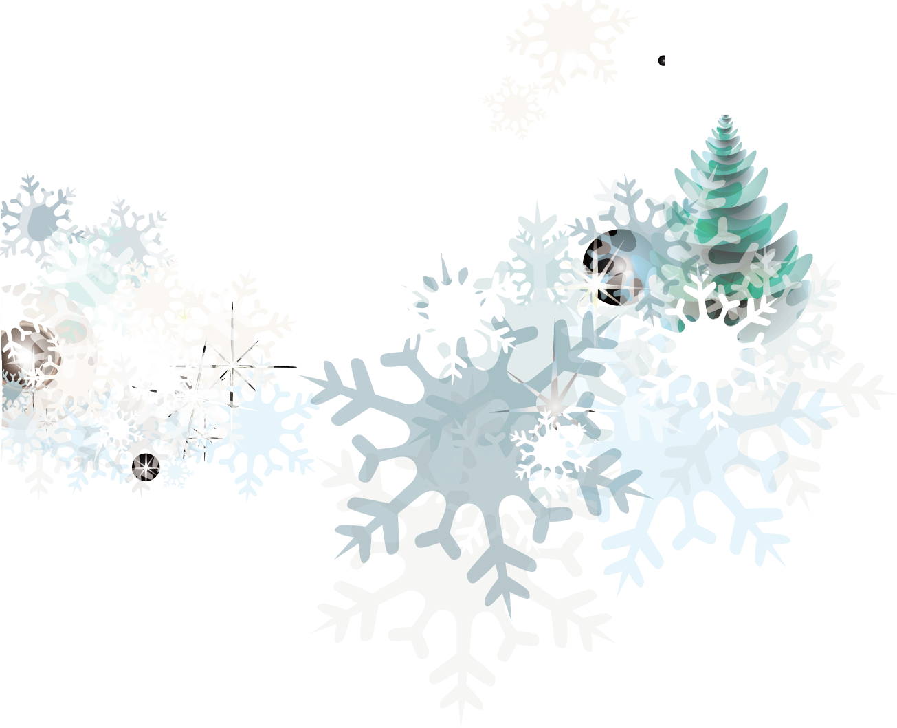 Winter Snowflakes And Pine Tree PNG