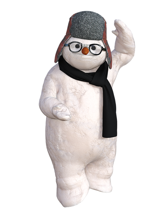 Winter Snowman Character Waving PNG