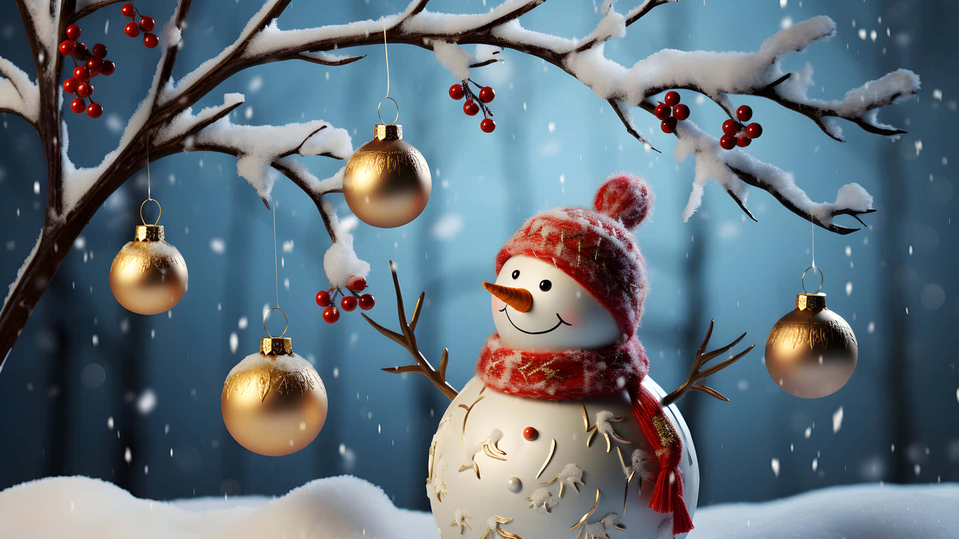 Winter_ Snowman_ Christmas_ Decorations.jpg Wallpaper
