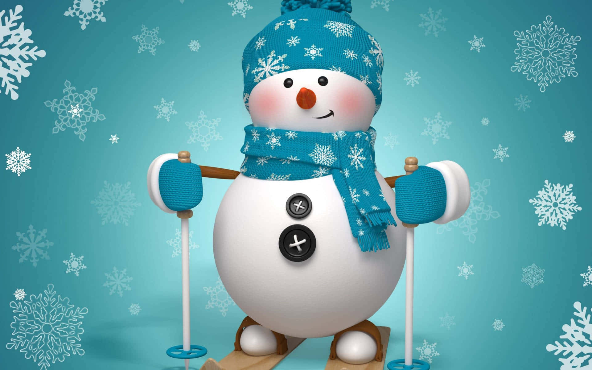 Winter Snowman Skiing Aesthetic.jpg Wallpaper