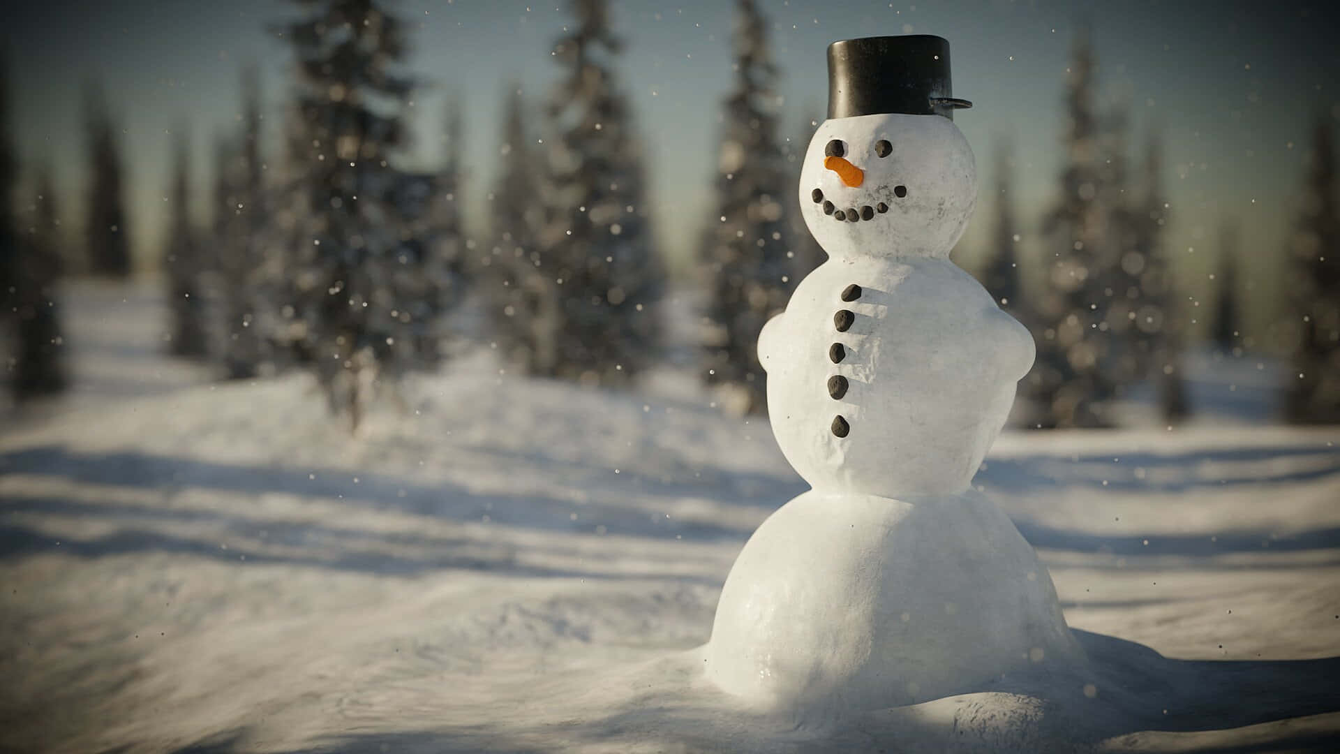 Winter Snowmanwith Top Hat Wallpaper