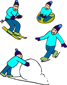 Winter_ Sports_ Cartoon_ Characters_ Vector PNG