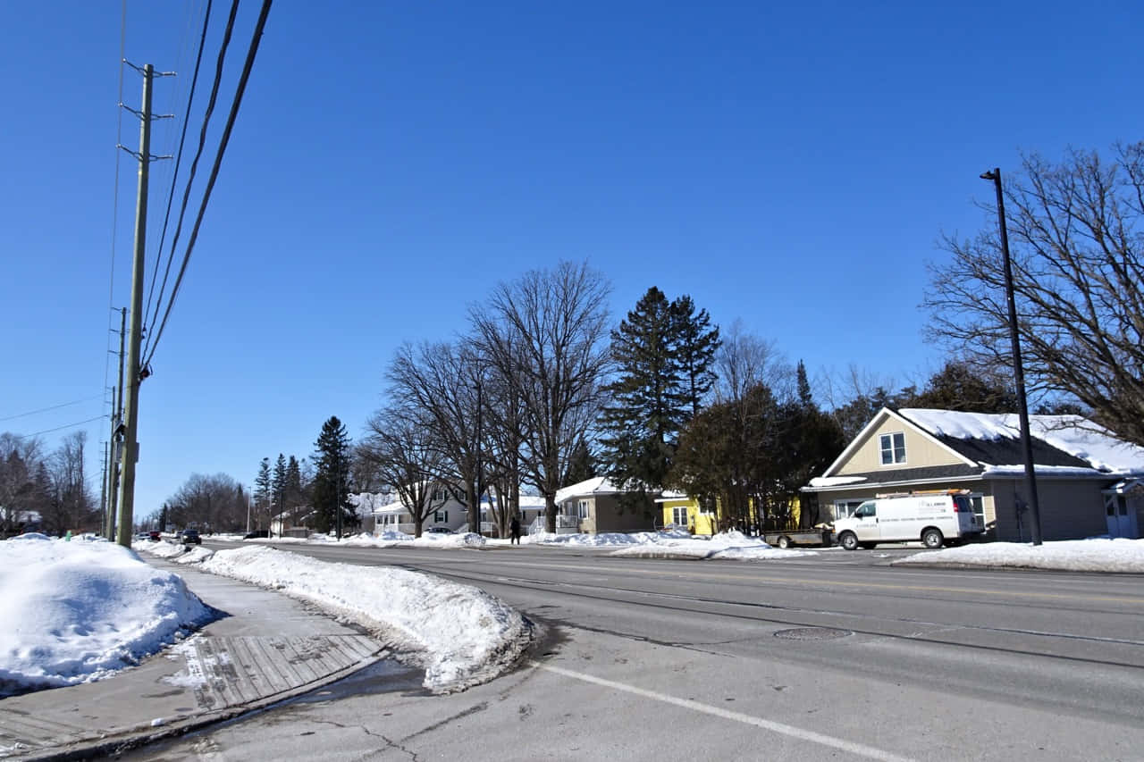 Winter Suburban Street Richmond Canada Wallpaper