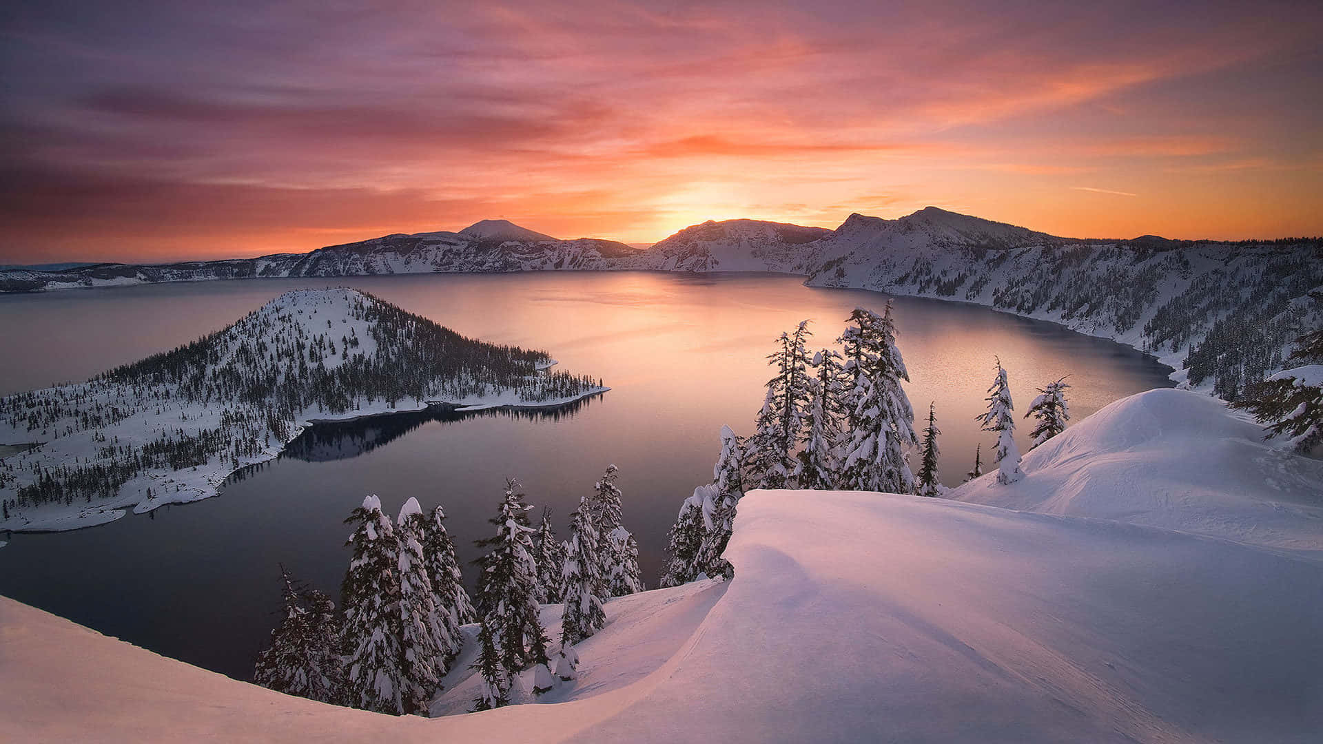 Breathtaking Winter Sun in a Snowy Landscape Wallpaper