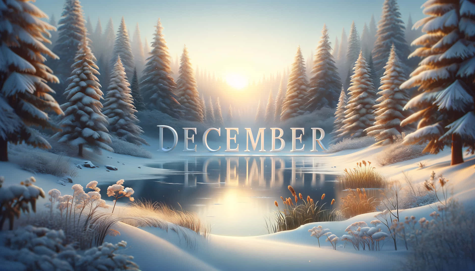 Winter_ Sunrise_ December_ Landscape Wallpaper