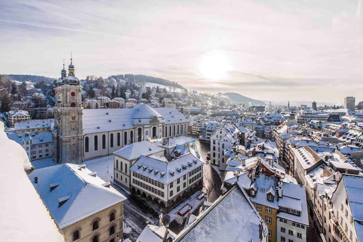 Winter Sunrise St Gallen Switzerland Wallpaper