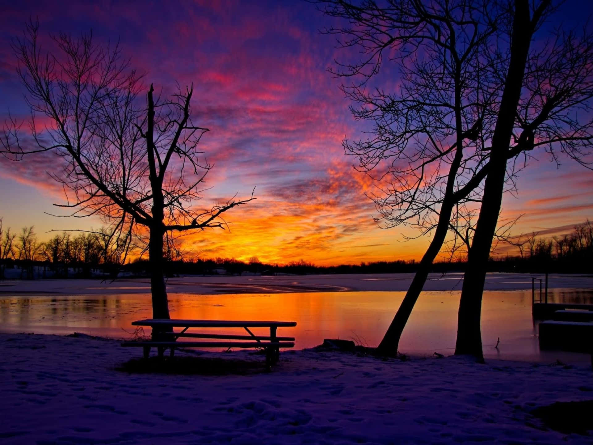 A Majestic Winter Sunset Wallpaper