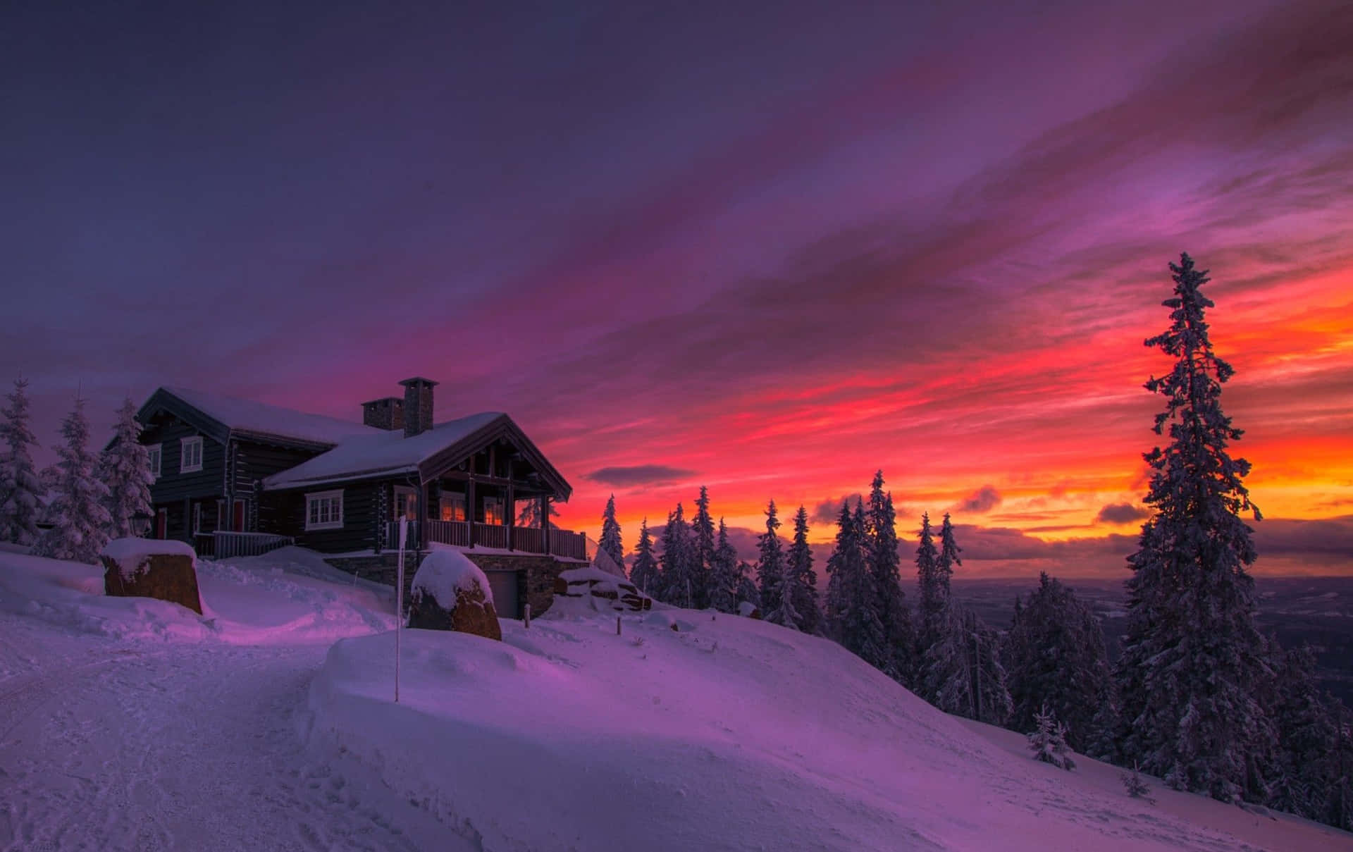 Breathtaking Winter Sunset Wallpaper