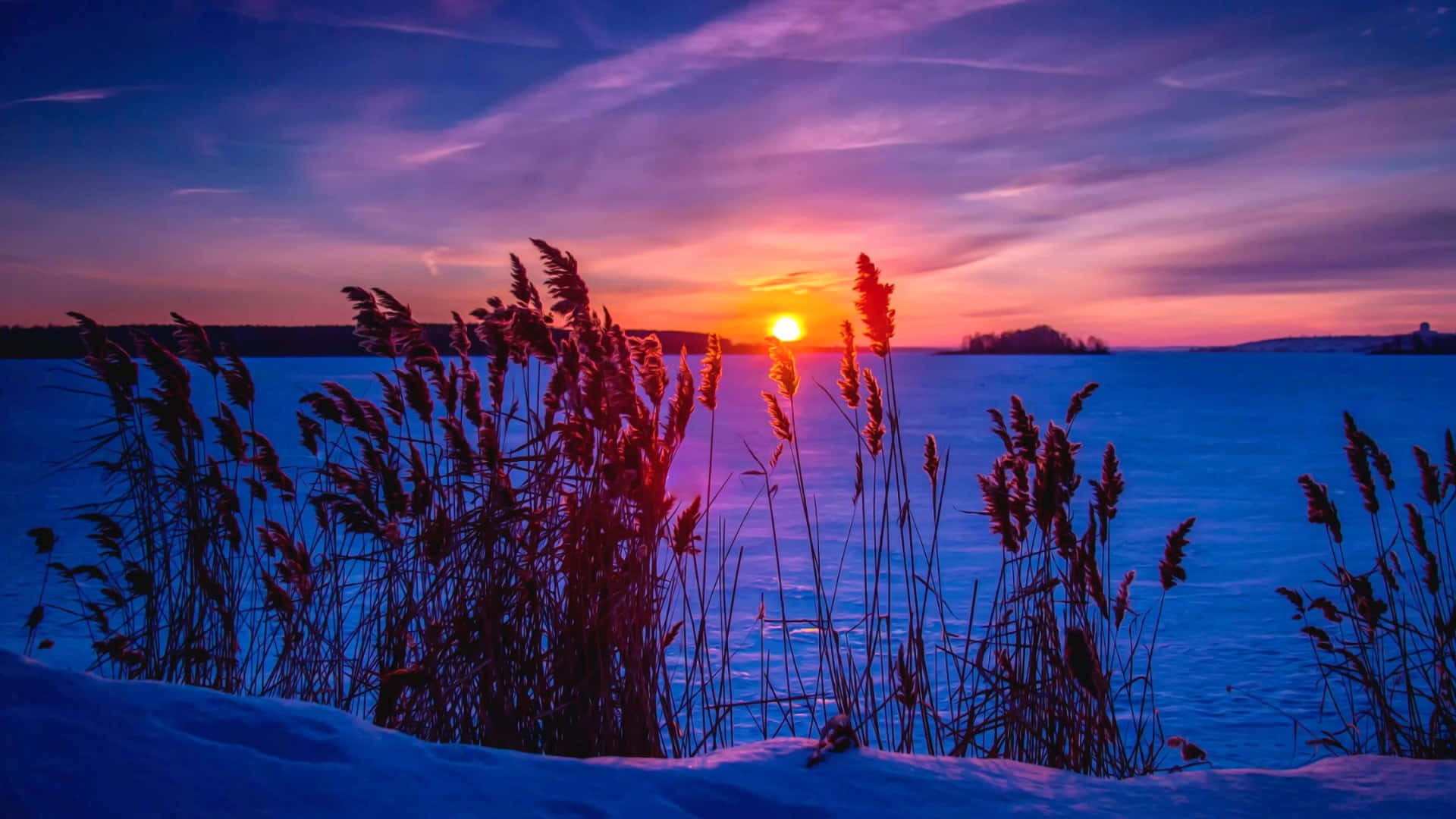 Majestic Winter Sunset Wallpaper