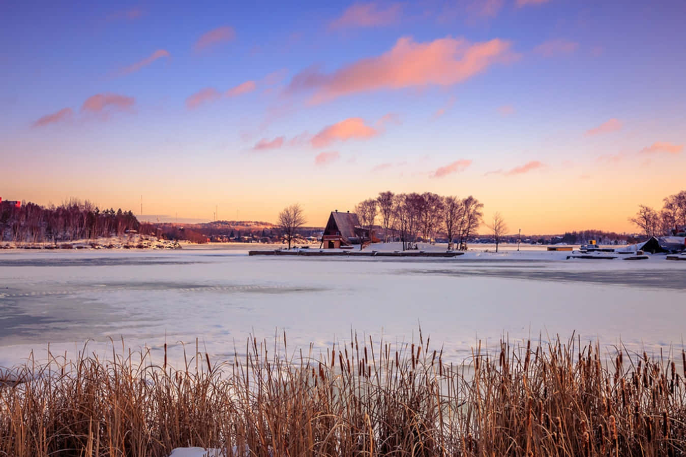 Winter Zonsondergang Greater Sudbury Achtergrond