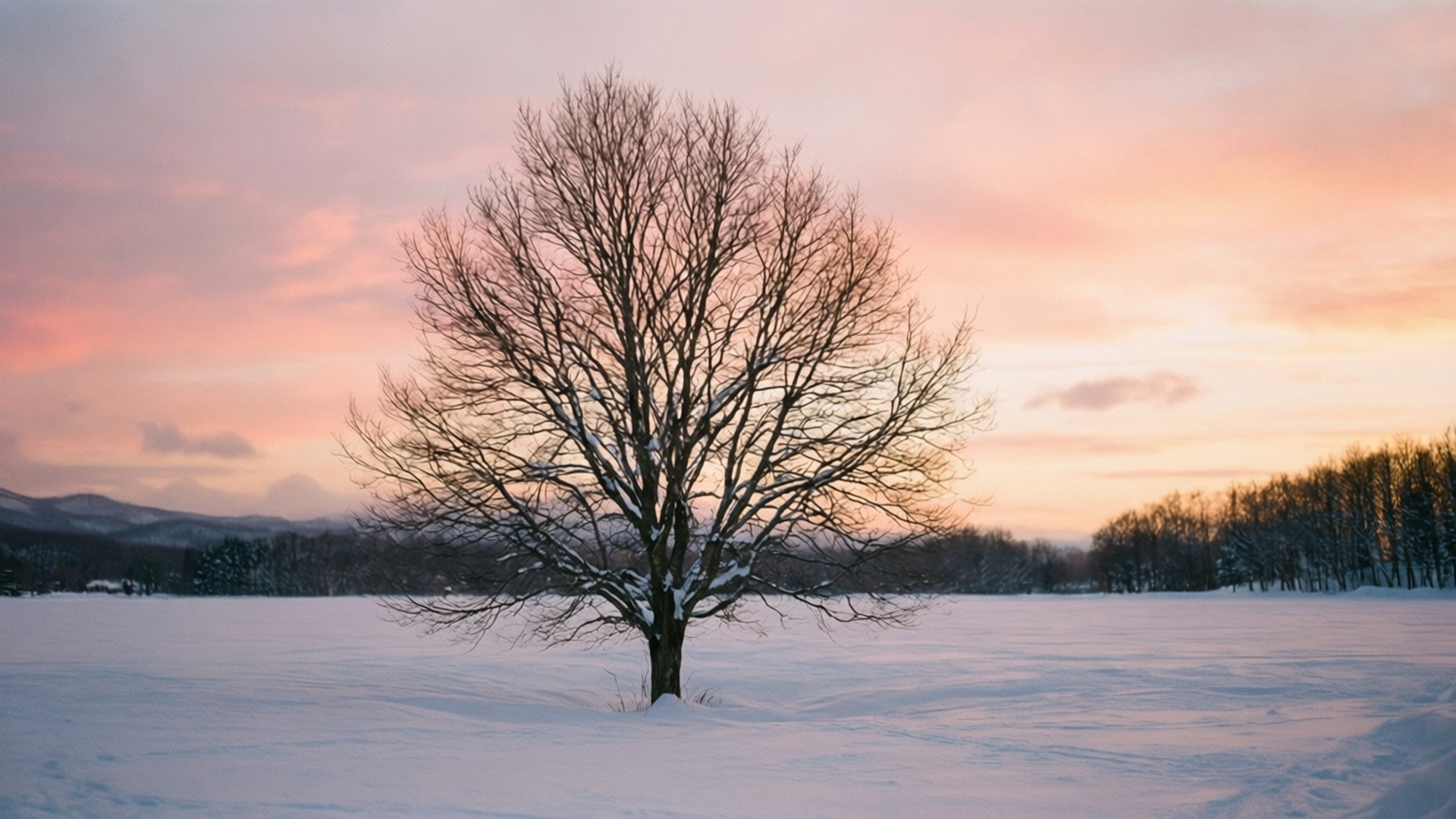 Vintersolnedgångssnölandskap Bakgrundsbilder