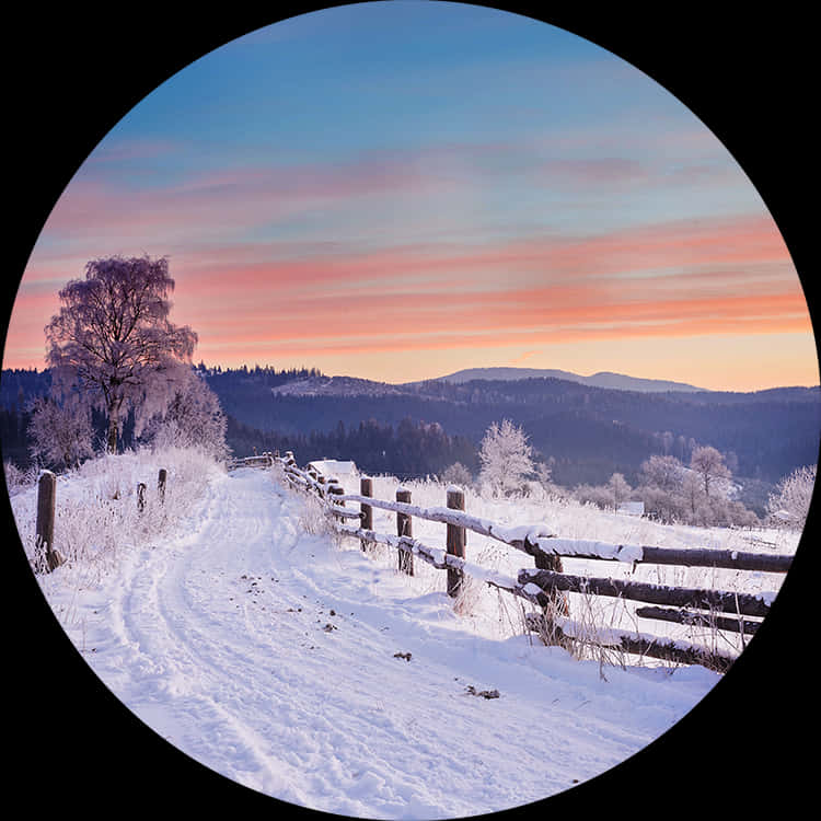 Winter Sunset Snowy Landscape.jpg PNG