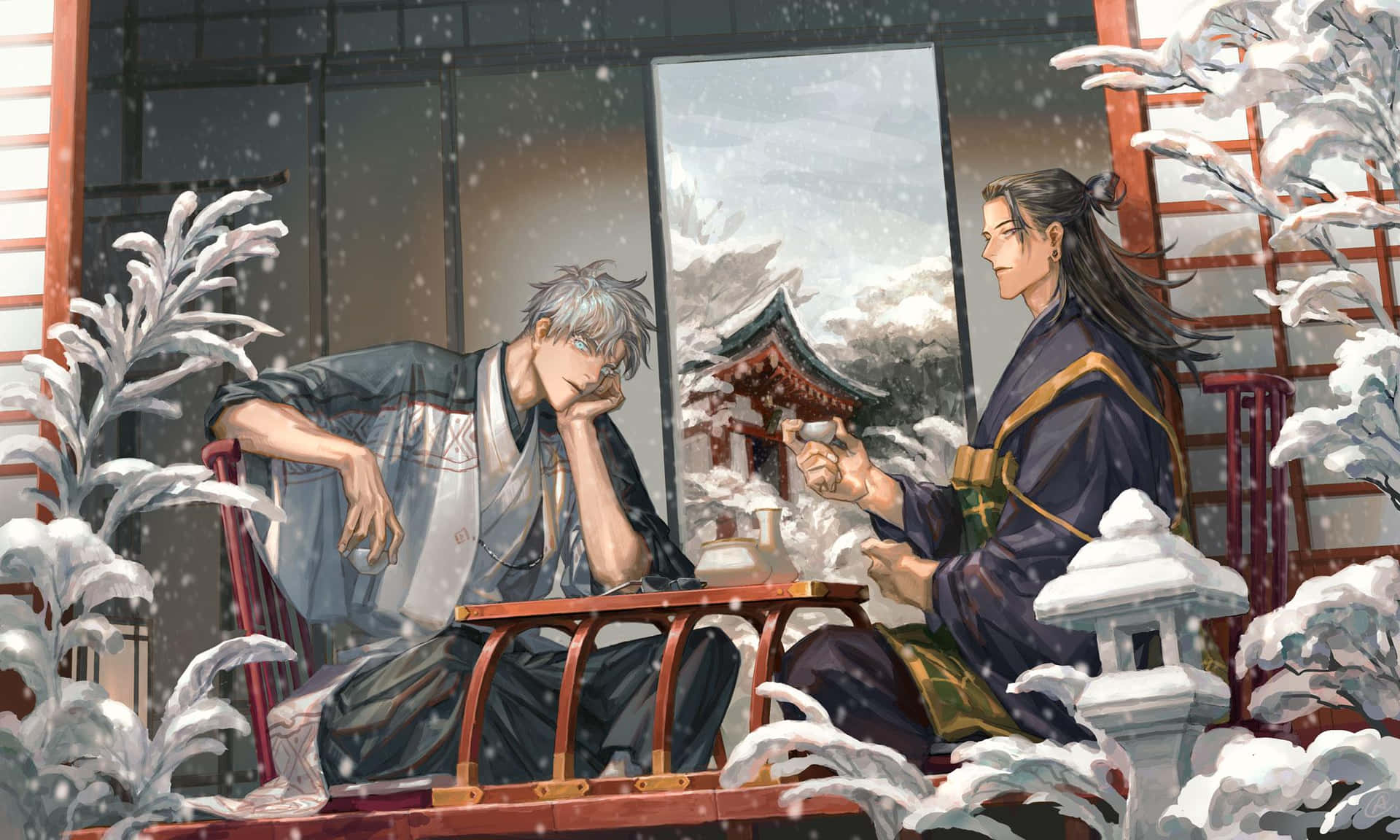 Winter_ Tea_ Time_ Anime_ Style Wallpaper