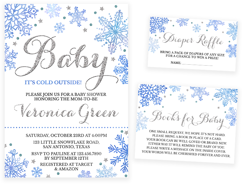 Download Winter Themed Baby Shower Invitation Set | Wallpapers.com