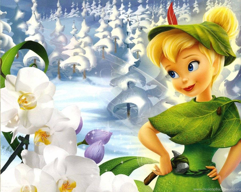 Winter Time Tinkerbell With Orchids Wallpaper