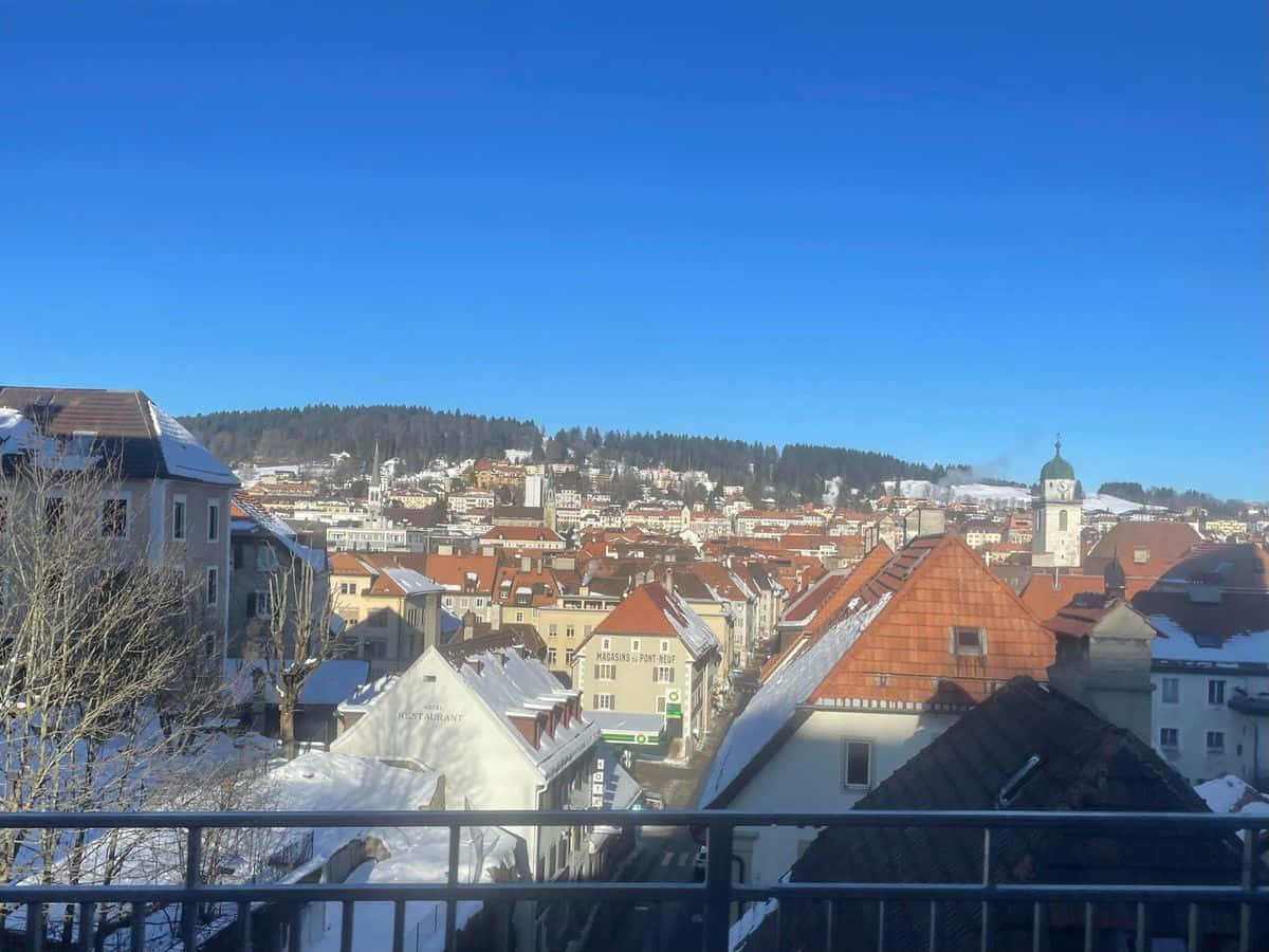 Winter View La Chaux De Fonds Wallpaper