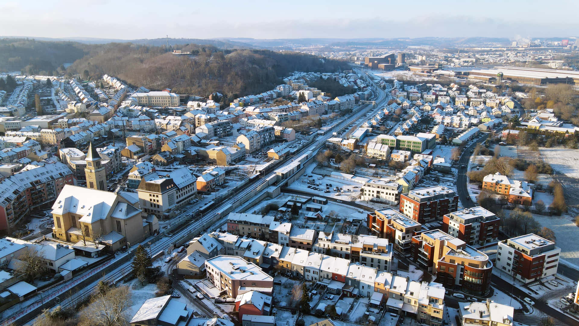 Winter View Schifflange Luxembourg Wallpaper