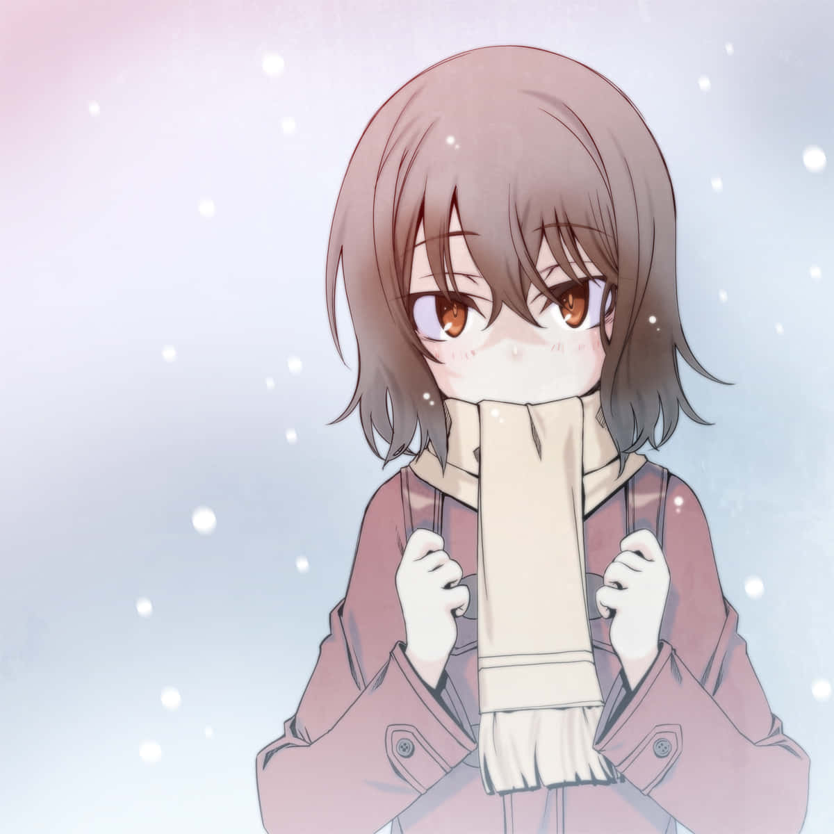 Winter Warmth Anime Girl Wallpaper