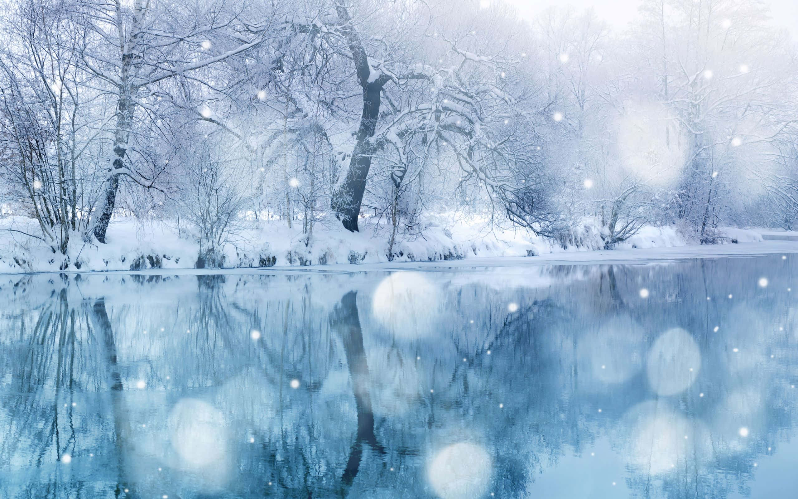 Scenic Snowfall Of Winter Wonderland Background