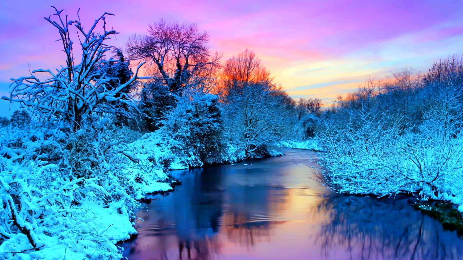 Pastel Sky Of Winter Wonderland Background