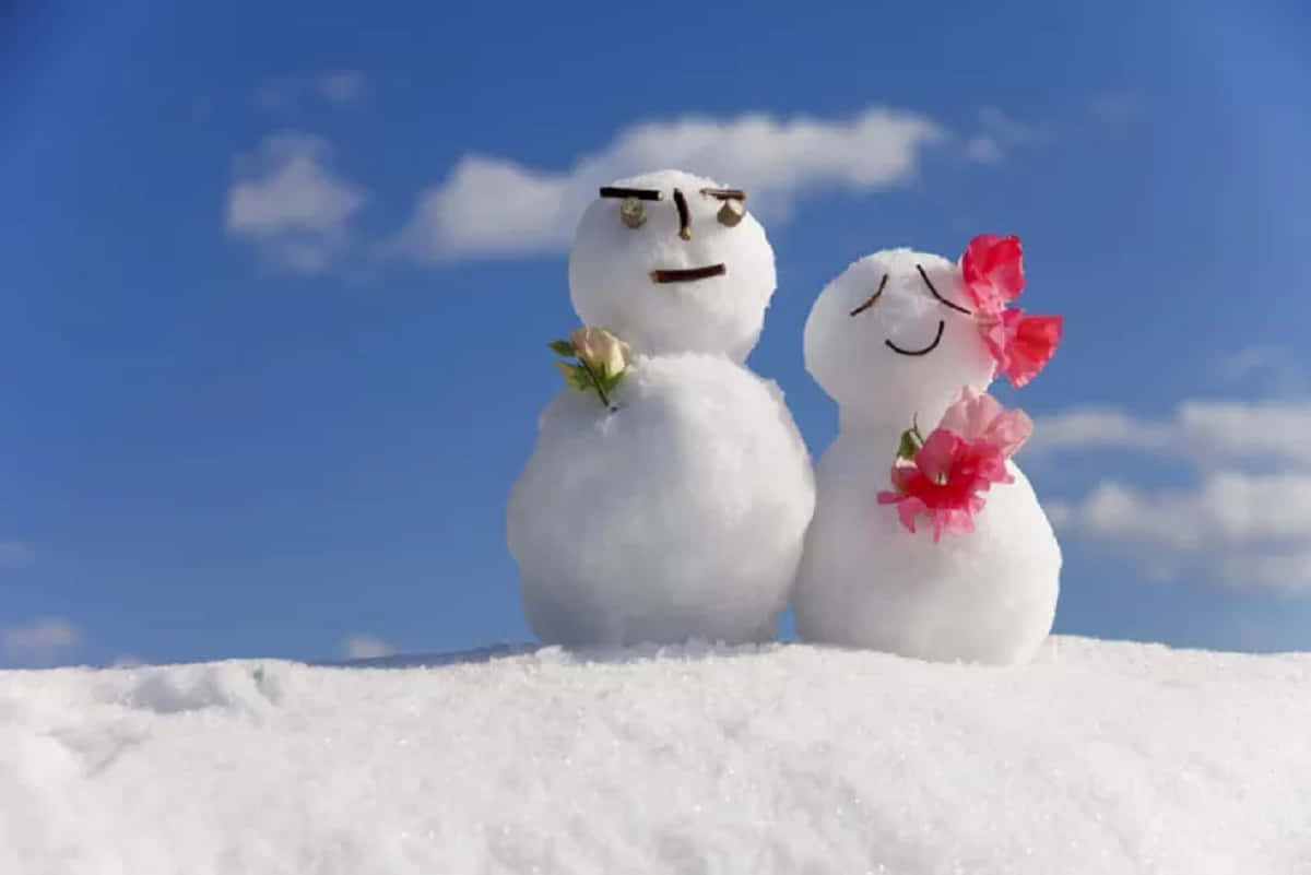 Immaginidi Una Coppia Di Neve Nel Paesaggio Incantato Dell'inverno.