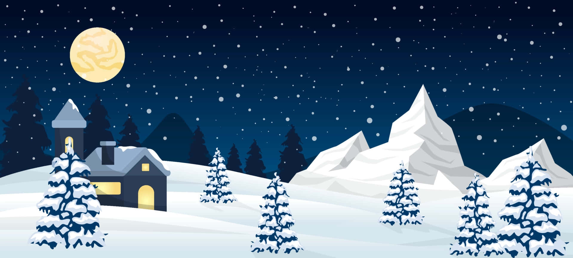 Vinter Wonderland fuldmåne billede Tapet:
