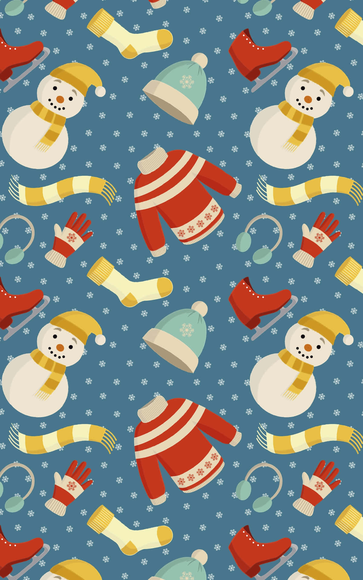 Winter Wonderland Snowman Pattern Wallpaper