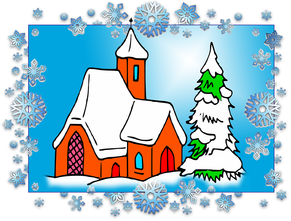 Winter_ Church_ Scene_ Christmas_ Frame PNG