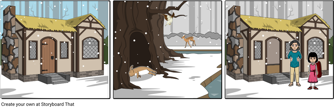 Winter_ Cottage_ Scene_ Triptych.png PNG