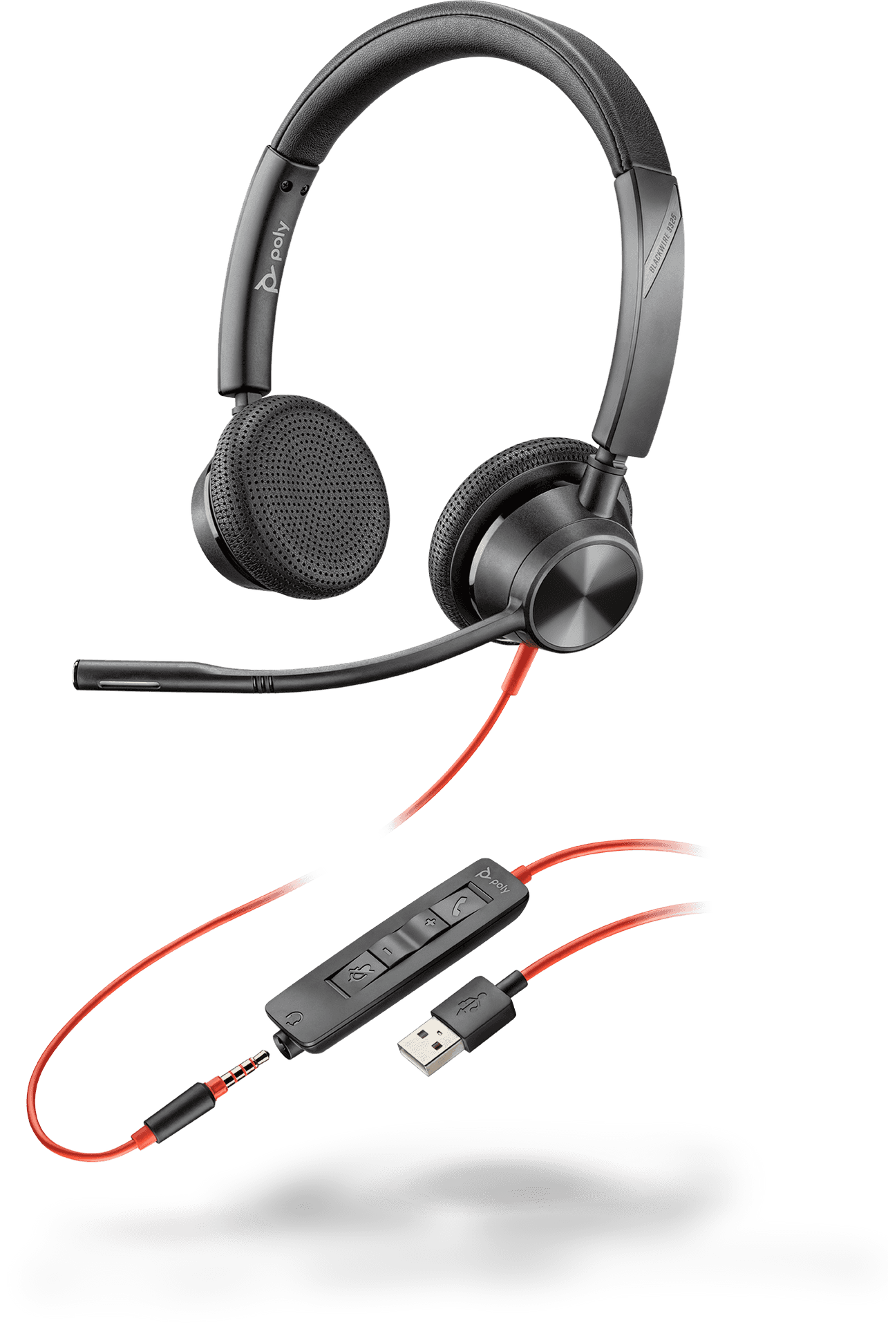 Wired Headsetwith Microphoneand Control Module PNG