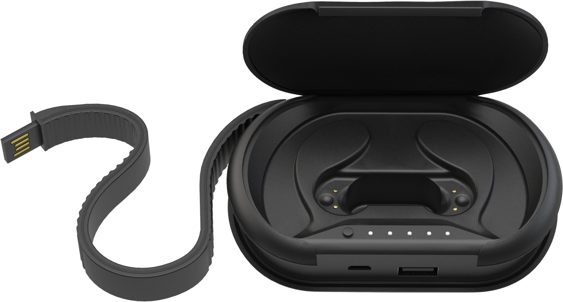 Wireless Earbuds Charging Case Open PNG