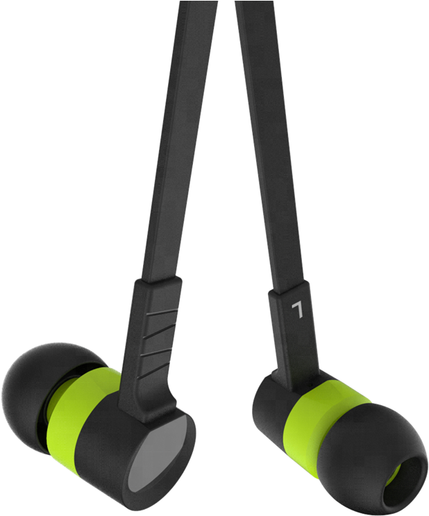 Wireless Earbuds Neon Accent PNG
