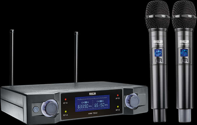 Wireless Microphone Systemwith Dual Handheld Mics PNG