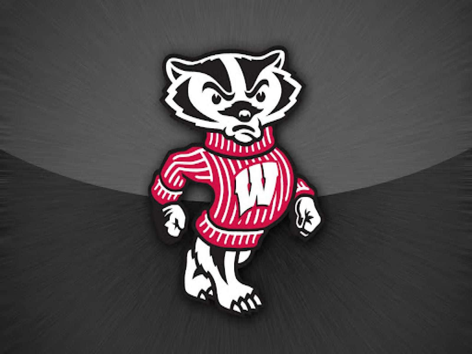 Caption: Wisconsin Badgers Logo on Striped Background Wallpaper