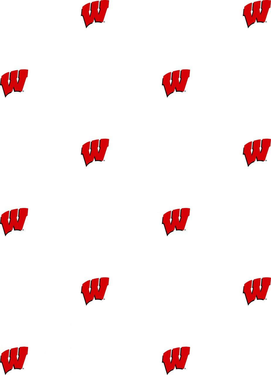 Wisconsin Badgers Logo on a Red and White Background Wallpaper