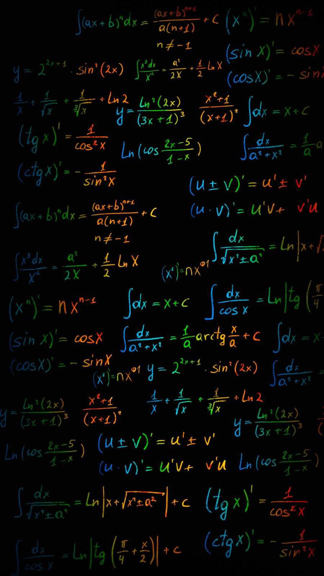 Visaintelligenta Matematiska Ekvationer I Regnbågens Färger Som Bakgrundsbild På Datorn Eller Mobilen. Wallpaper