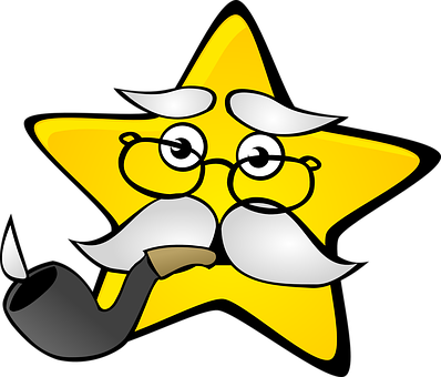Wise Star Cartoon Character PNG