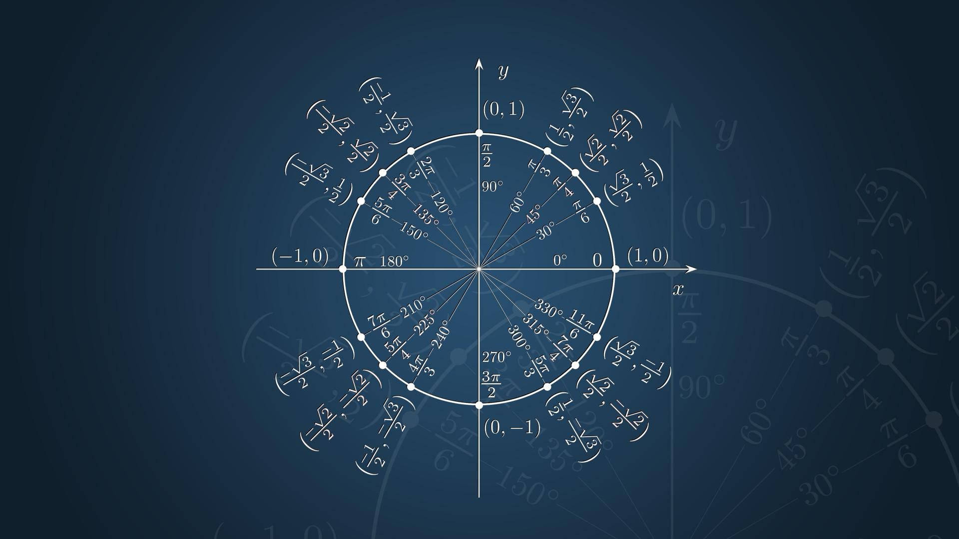 Caption: Abstract Trigonometry Concept on a Blue Background Wallpaper