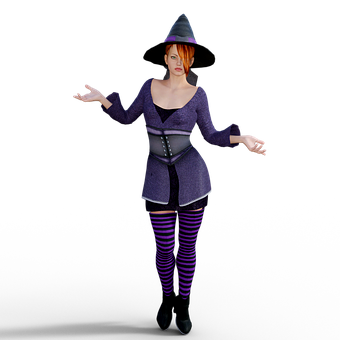 Witch_ Character_3 D_ Render PNG